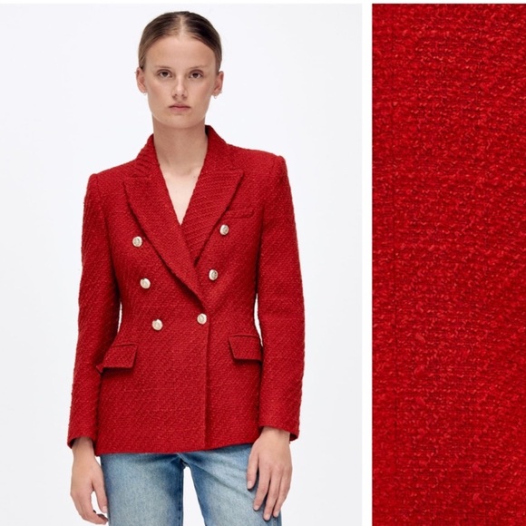 Azra Twill Double Breasted Top- Mars Red